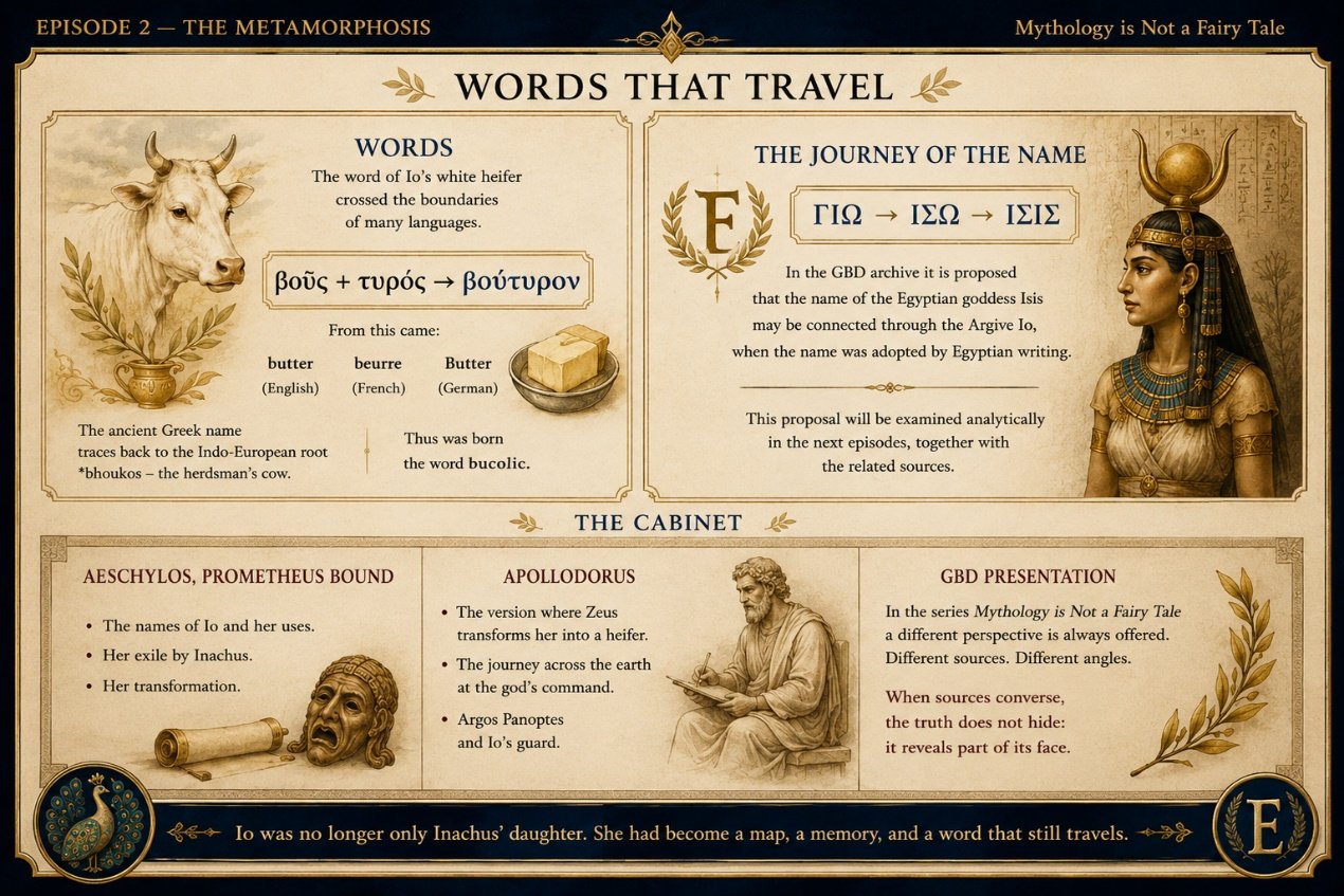 Words That Travel from Greek bous to butter and bucolic, and from Io to Isis